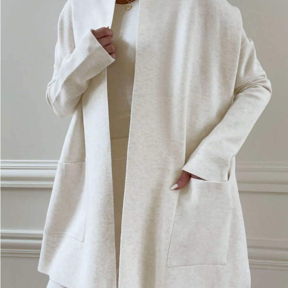Splendid Cream Open-Front Cardigan